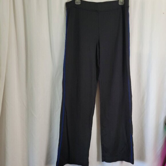 Ralph Lauren XL Active LRL Yoga Workout Pants black w/blue stripe stretchy EUC - Picture 1 of 11